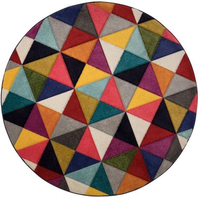 Teppich FLAIR RUGS "SAMBA", bunt, B:160cm H:10mm L:160cm Ø:160cm, Kunstfaser, Teppiche, Teppich, Handgeschnitzt