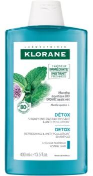 Klorane Organic Mint champô de limpeza desintoxicante para cabelo normal 400 ml. Organic Mint