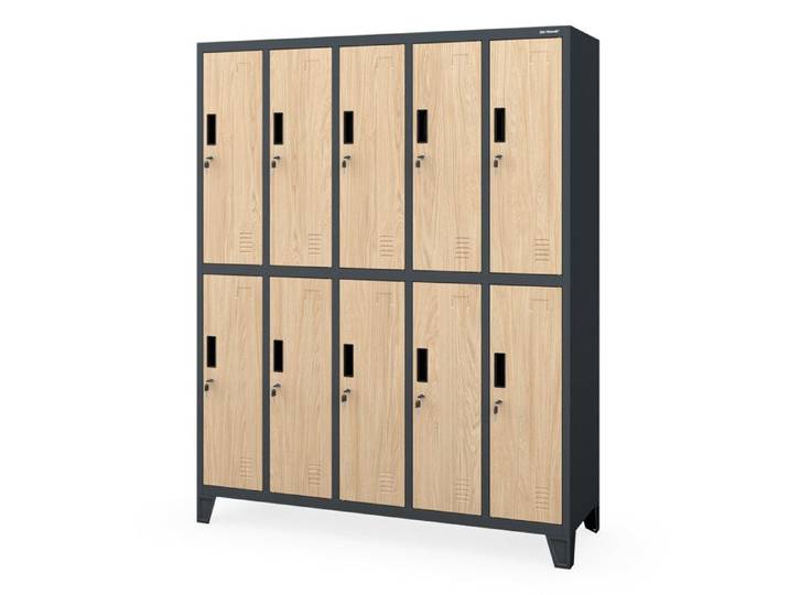 Armoire de sécurité à 10 portes anthracite / chêne Sonoma : Eco Design BARTEK 1360 x 1720 x 450 mm