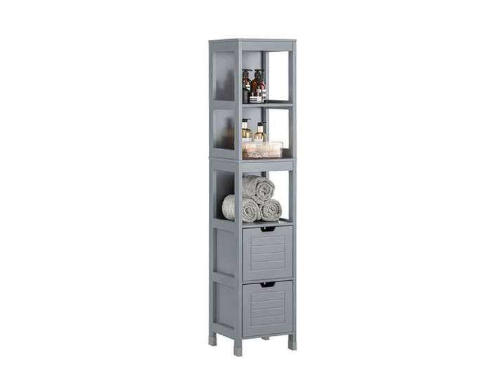 Meuble Colonne Salle de Bain FRG126-SG SoBuy Armoire Haute – 4 étagères et 2 tiroirs