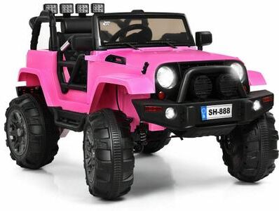 Costway 12V Kids Remote Control Riding Truck Car with LED Lights-Pink