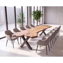MassivHolz »Mammut« 404 cm Unikat-Baumstamm-Esstisch – Nr. 31199 404 cm / X-Beine
