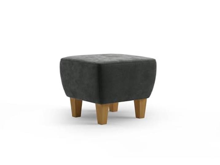 Cavadore Hocker Vida / Polsterhocker mit massiven Holzfüßen in Eiche / 52 x 46 x 52 / Mikrofaser, Grauoliv