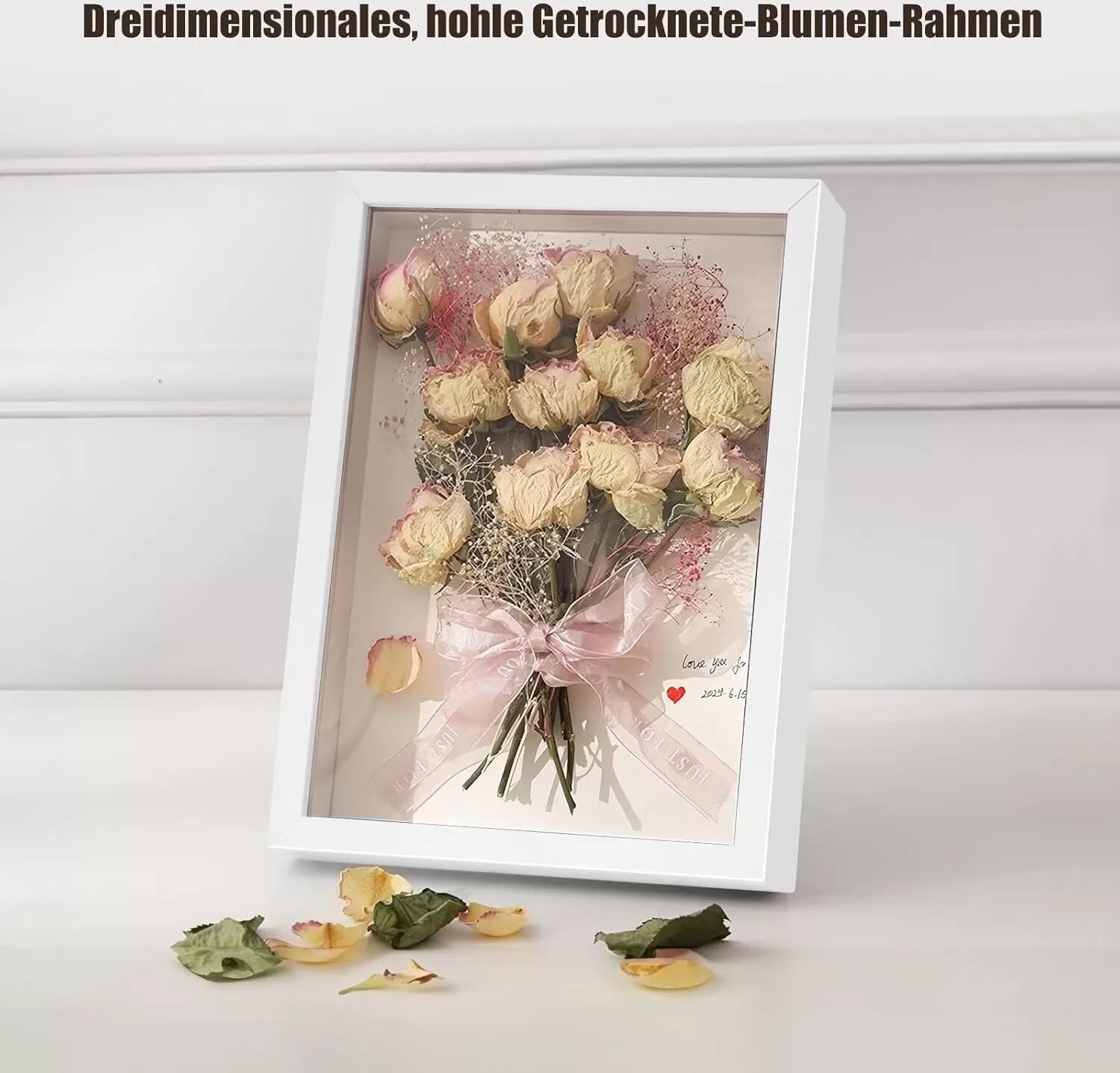 INF Weißer Holz Hohl Fotorahmen für Trockenblumen & Präsentationen 10 Zoll