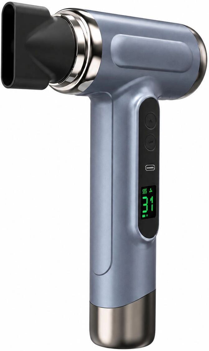 INF Akku-Haartrockner - Tragbarer USB Reiseföhn mit warmer & kalter Luft Grau