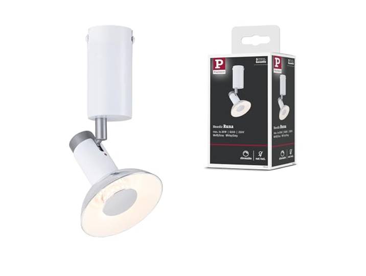 Paulmann 79523 Neordic Deckenleuchte Runa max. 20 W dimmbar Wandleuchte Weiß, Grau Wohnzimmer Metall Beleuchtungssystem GU10