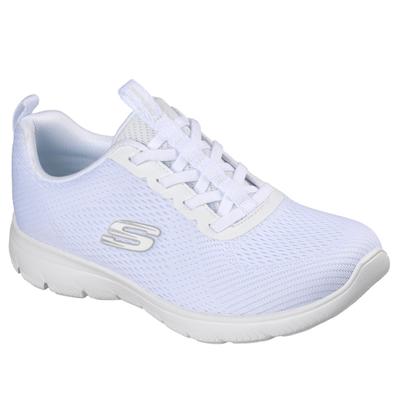 Slip-On Sneaker SKECHERS "SUMMITS", Damen, Gr. 39, Textil, weiß, Schuhe, Schlupfschuh, Halbschuh, Freizeitschuh mit elastischen Schnürsenkeln