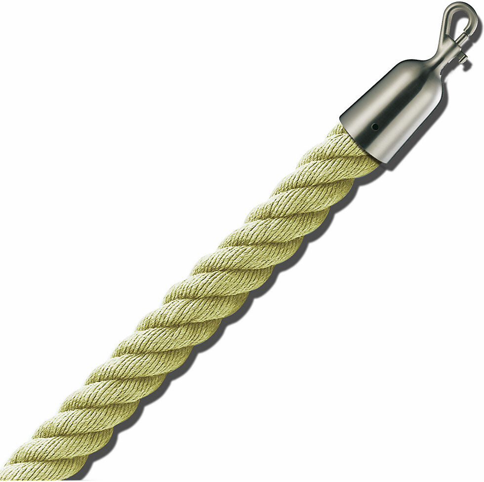 kaiserkraft Absperrkordel 1,5 m, Endstücke Nickel matt, Kordel beige