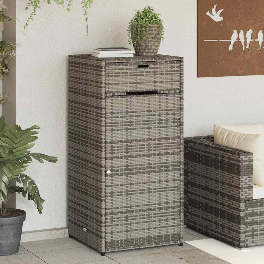Grauer Gartenschrank aus Polyrattan, 55 x 55 x 111 cm