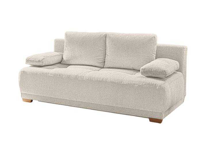 Schlafsofa beige ausziehbar mit Bettkasten 205 x 105 cm - DAVE