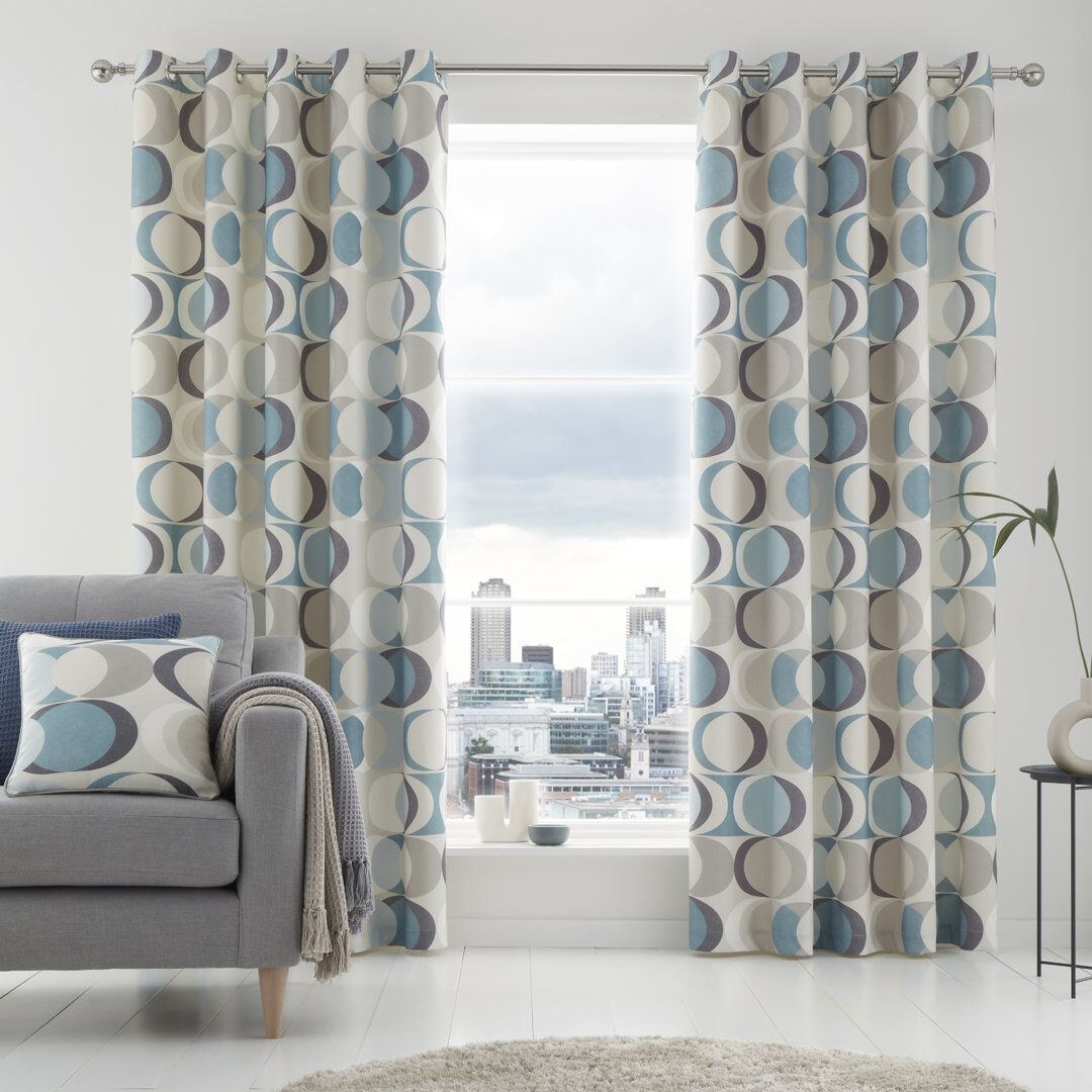 Fusion Sander Polycotton Eyelet Curtains Duck Egg Width 229 x Drop 229cm