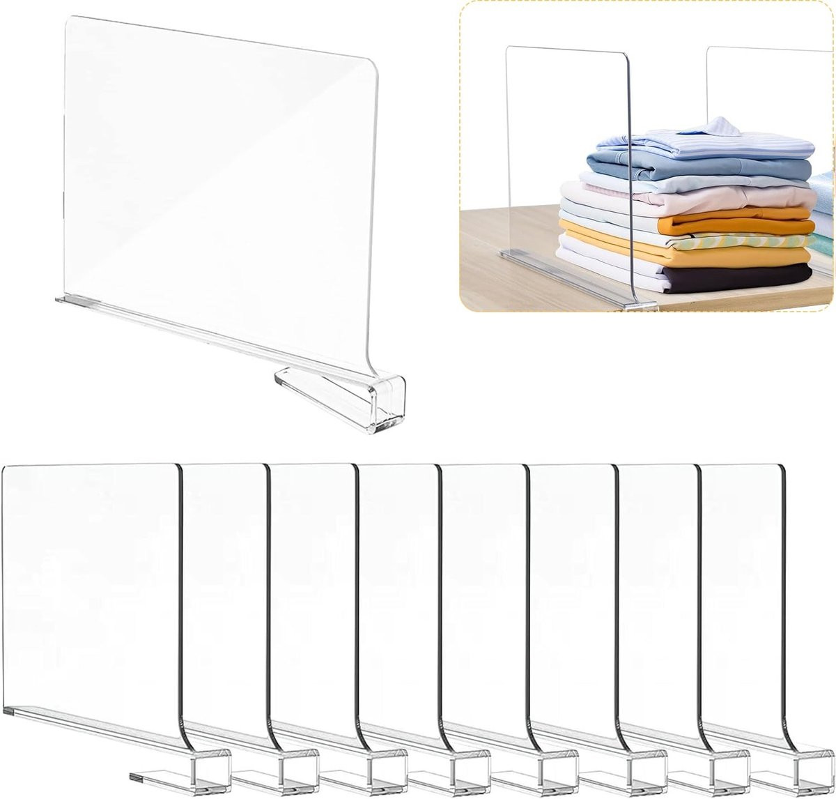 Omgoods - 8 Stuks Transparante Acryl Plankverdelers - Multifunctionele Organizer