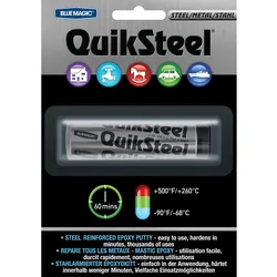 QuikSteel Epoxid Knetmasse 56,8g - Metall Reparatur für Eisen, Messing, Aluminium, Kupfer, Stahl, Glas, Holz - Härtet unter Wasser aus -260°C bis -170°C