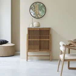 Anrichte Isaure aus massivem Nussbaumholz und Premium-Terrazzo 80 cm