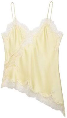 Retailers Go Trendy Lace Asymmetrical Tank Top, Black Sleeveless Slip, Women Backless Off Shoulder Camisole, Summer Fashion Tops yellow l