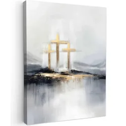 LEINWANDBILD Abstrakt - Malerei - Christentum - Kreuz Wandbild Wohnzimmer 60x80 cm