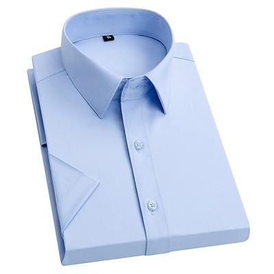 Herren Oberhemd Knopfhemd Glatt Hochzeit Urlaub Schwarz Weiß Hellgrün Wein Kurze Ärmel Umlegekragen Sommer Bekleidung