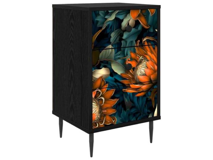 LMTYOENFG Nachttisch LOCHEM mit 3 Schubladen, 36 x 33 x 61 cm Kompakte Nachtkommode fürs Schlafzimmer mit erhöhtem Gestell für gute Luftzirkulation und stilvollem Frontmuster.