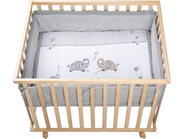 roba® Laufgitter Jumbotwins grau, 100x75 cm, mit Stoffeinlage und Nestchen