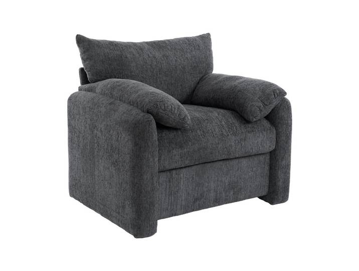 ComfortXL Sessel De-33196 übergroß mit Chenille-Bezug Grau, 96x84x82 cm, Wohnzimmer, Sessel, Polstersessel