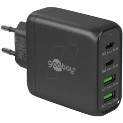 Goobay Multiport Schnellladegerät (68 W, 4 Ports), USB Ladegerät, Schwarz