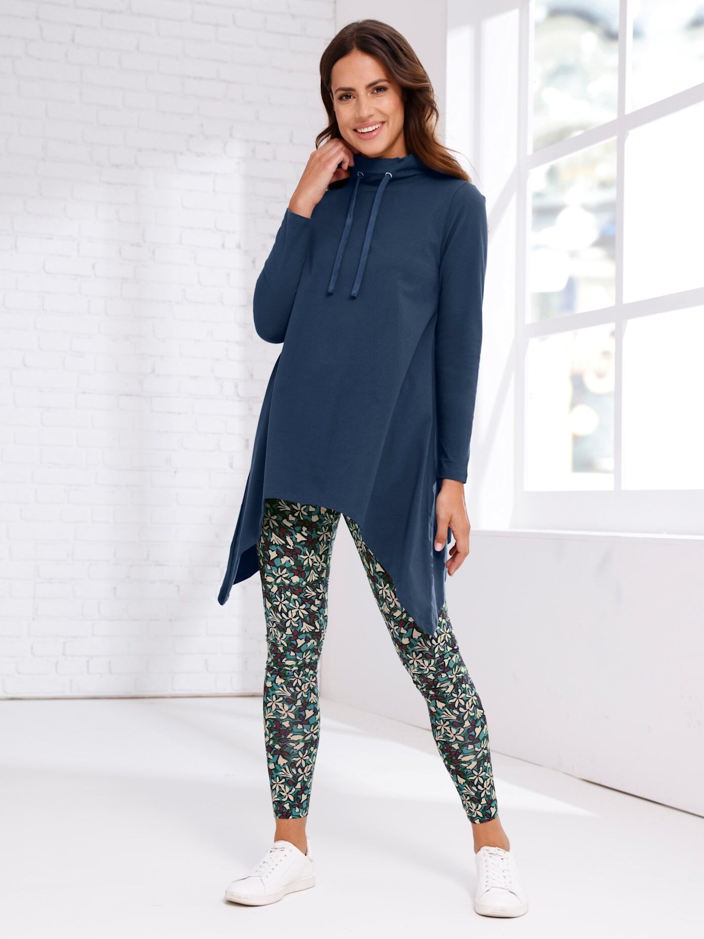 Longshirt "Longshirt", Damen, Gr. 42, blau (dunkelblau), 100% Baumwolle, unifarben, Shirts Longshirt dunkelblau 42
