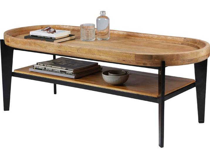 SIT Couchtisch Telč aus Mangoholz mit Tablett & Metallgestell, Abnehmbare Tischplatte als praktisches Serviertablett nutzbar