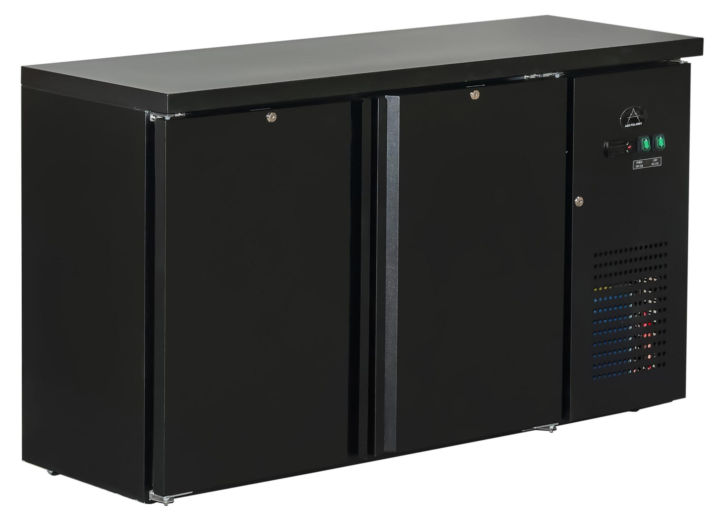 Gastro Barkühler | Barkühlschrank | Flaschenkühltisch | Schwarz | 2 Türen | 280 Liter | +2 bis +8 °C