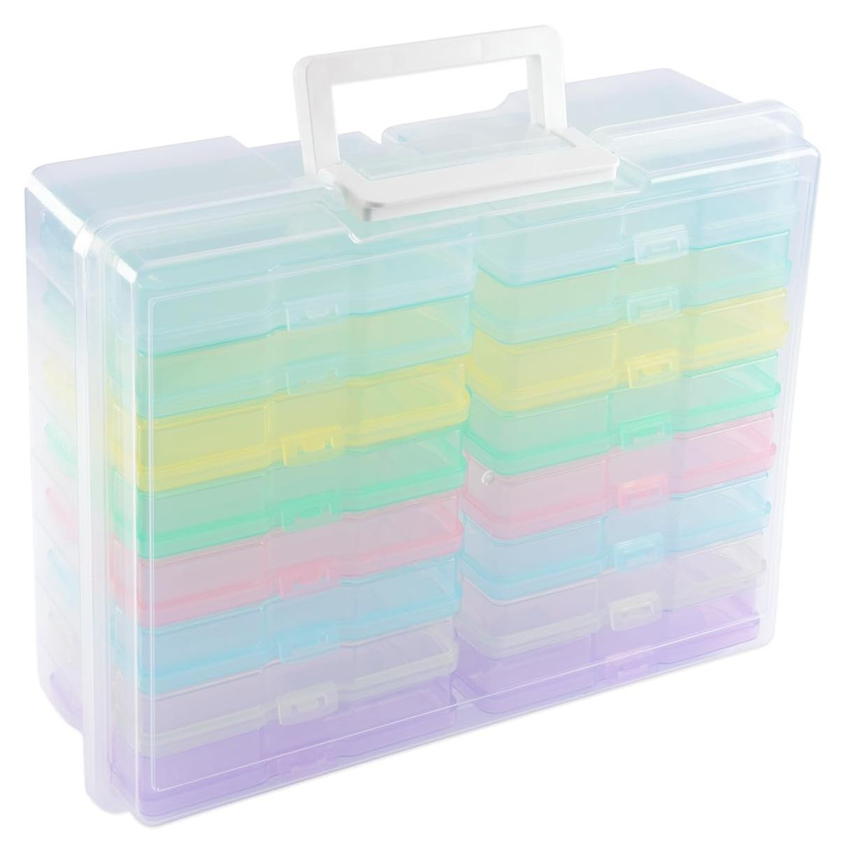 Vaessen Creative opbergbox met deksel en handvat, transparant, Breedte: 37,5 cm, Diepte: 30 cm
