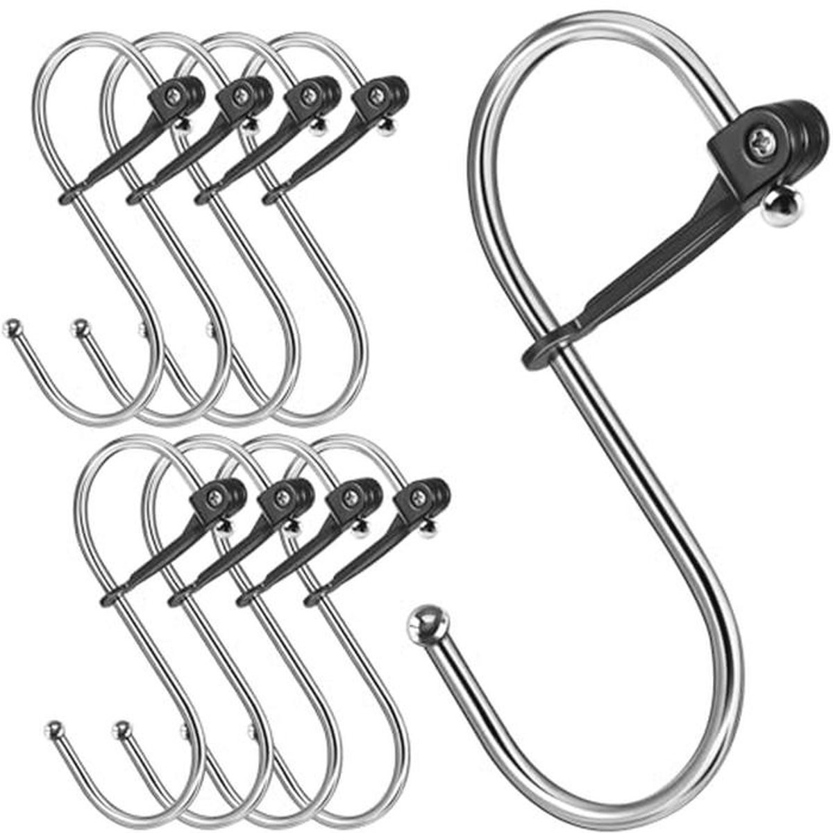 8 Stuks S-Haken met Veiligheidsgesp voor Keuken en Garderobe - Metalen Haken