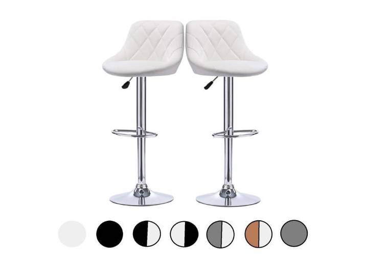 Tabouret de bar CIFUNZERO en similicuir style cuillère lot de 2 blancs