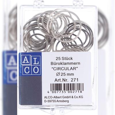 Alco Briefklammer CIRCULAR Metall glanzvernickelt 25mm 25 Stück