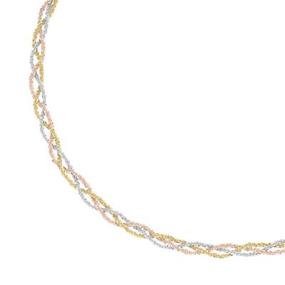 Collier SMART JEWEL "geflochten, 3-reihig, Silber 925", bunt (mehrfarbig), Halsketten, Damen, 47cm, Collier