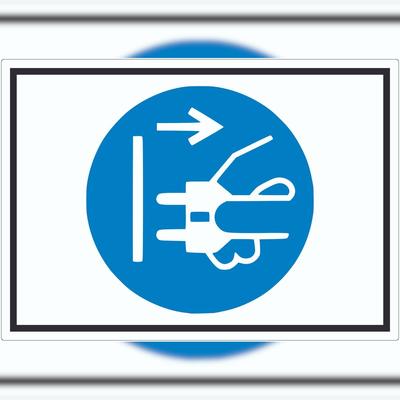 HB-Druck Netzstecker ziehen Symbol Aufkleber A9 (37x52mm)