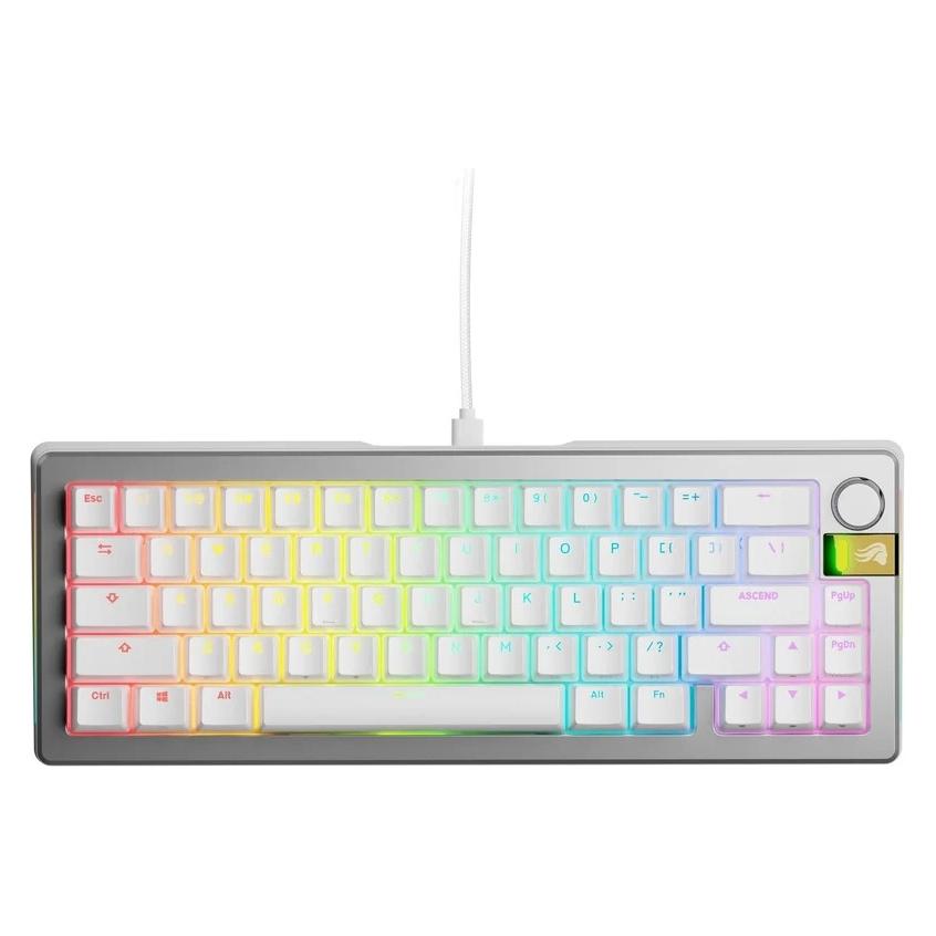 Glorious GMMK 3 Pro HE 65 % Custom Gaming-Tastatur - Pre-Built, ANSI (US), Fox HE Switches, silber (US, Kabelgebunden) (GLO-KB-GMMK3-PRO-65-PB-HE-W-SIL-US)