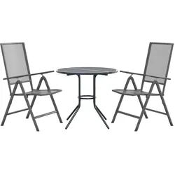 vidaXL Gartenstuhl-Set 3-tlg. Verstellbar Pulverbeschichteter Stahl