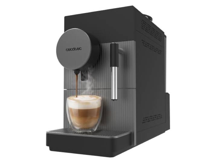 Cecotec Kaffeevollautomat Cremmaet Cube Stretta Steam Grey Brew, 19 bar 16,5 cm breit, 1300 bis 1500 W, Thermoblock, Milchaufschäumer, Mahlwerk mit Metallklingen, Touch-Tasten, LED-Display