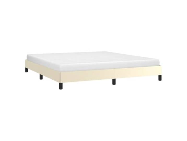 KTHLBRH Bettgestell Creme 160 x 200 cm aus Kunstleder Robuste Beine, Lattenrost, leicht zu reinigen, für Schlafzimmer