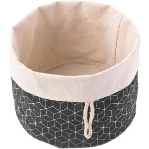 Metaltex Brotkorb 239250000, faltbar, aus Stoff, Ø 20 x 18 cm, rund, beige / schwarz
