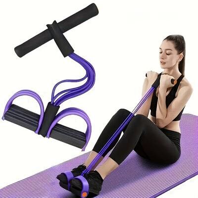 Healfit Counter Resistance Band Tension Rope, Six Tube Tensioner, Sit Up Assistive Yoga Trainer, Multi Functional Fitness purple