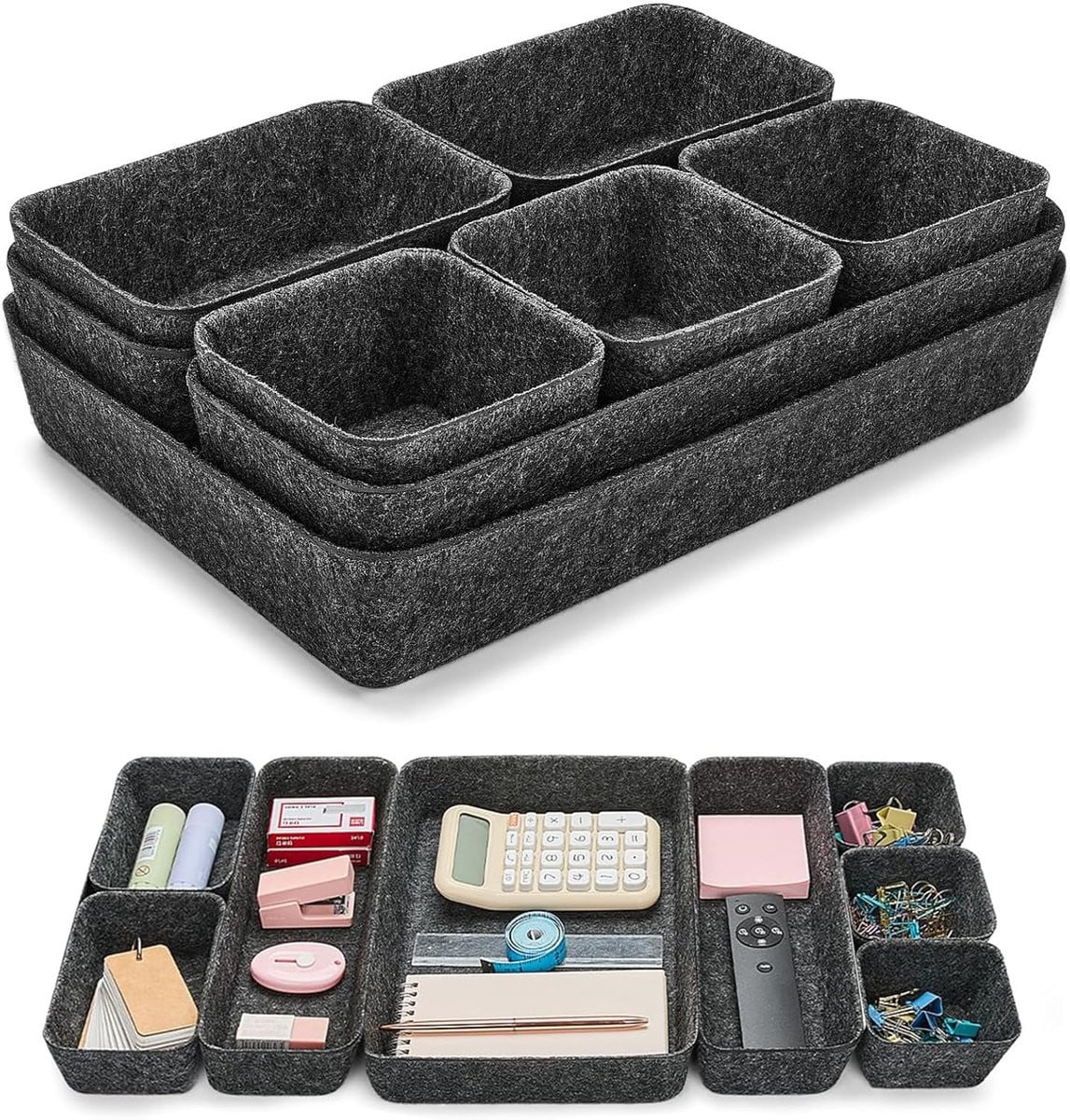 Thijox Lade Organizer Vilt Set van 8 - Flexibele Ladeverdelers voor Thuis en Kantoor