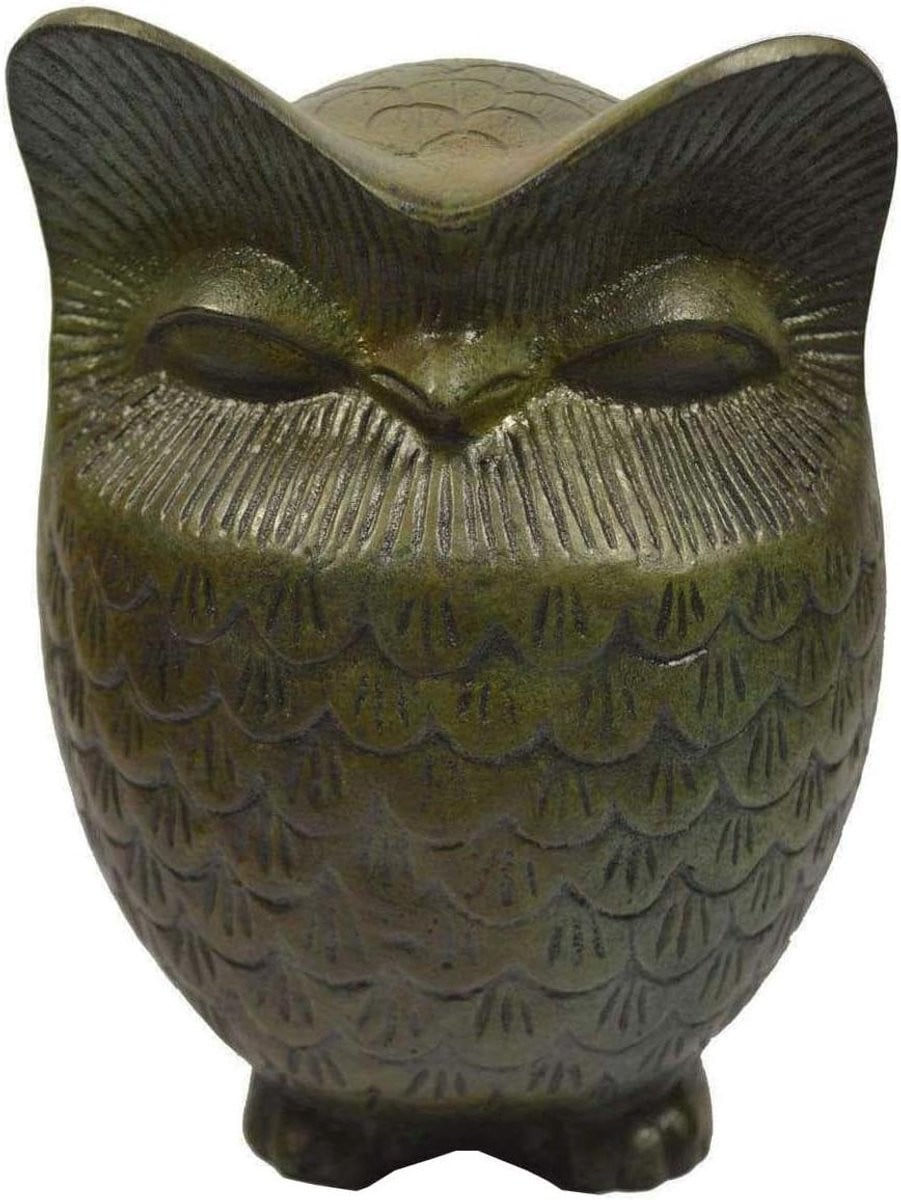Handgemaakt Bronzen Uil Beeld - Symbool van Athena - Woondecoratie - Hoogte: 15 cm