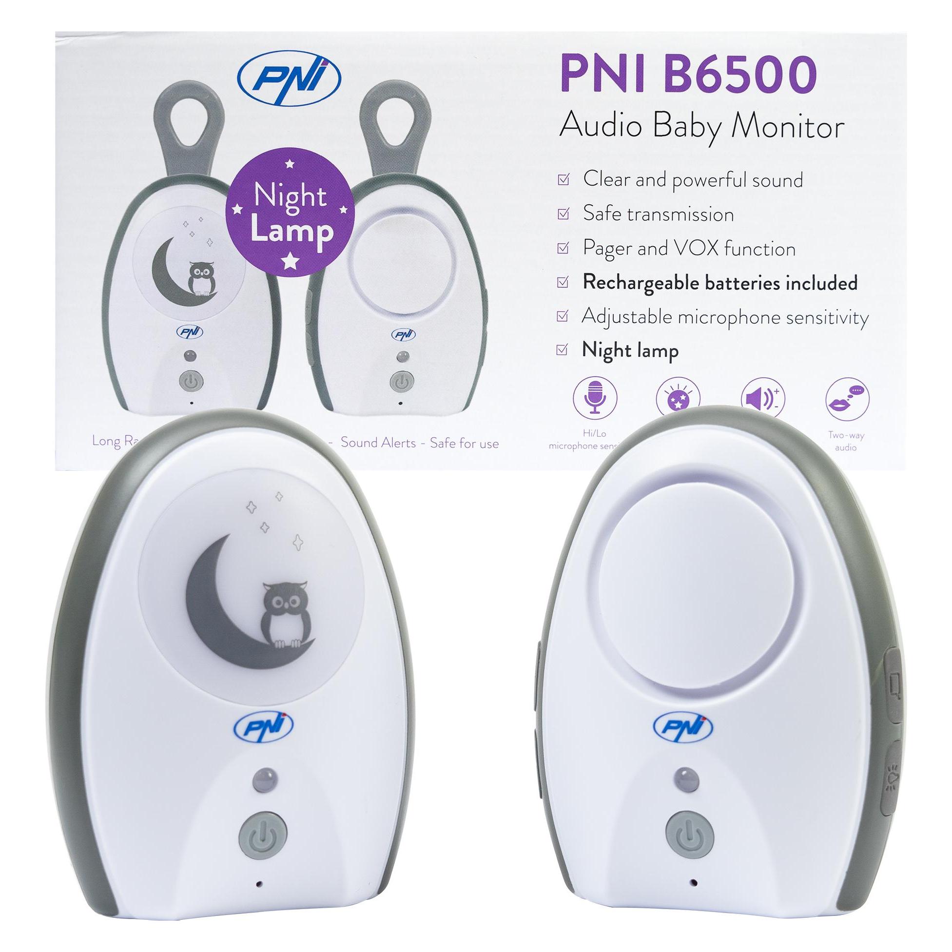 PNI Audio-Babyphone B6500 kabellos, Gegensprechanlage, mit Nachtlampe, Vox- und Pager-Funktion, eins (Babyphone Audio, 100 m) (43698516)