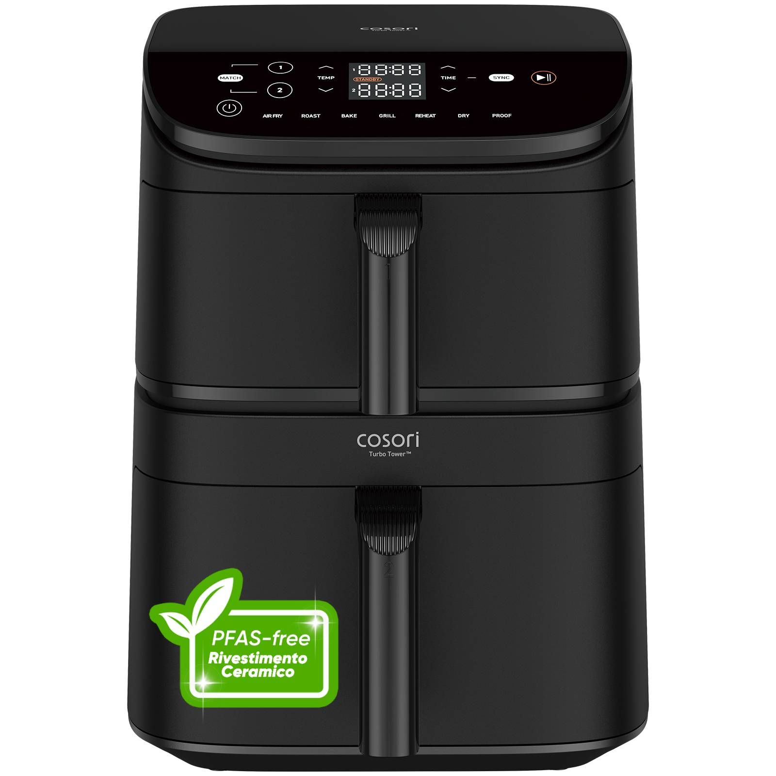 Cosori Turbo Tower Basic Doppel Heißluftfritteuse 10,8 l 2630 W (Schwarz) KAAPAFCSNEU0001Y