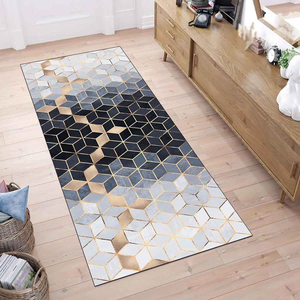 Kleurrijk grijs gangkleed modern rechthoekig polyester B/D/H: 80 x 200 cm