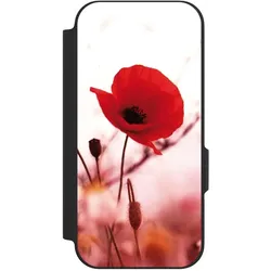 Nivocase Klapphülle für Google Pixel 9a Handyhülle aus Kunst Leder NIVOflip schwarz Blume Mohnblume Sommer (Google Pixel 9a), Smartphone Hülle, Schwarz