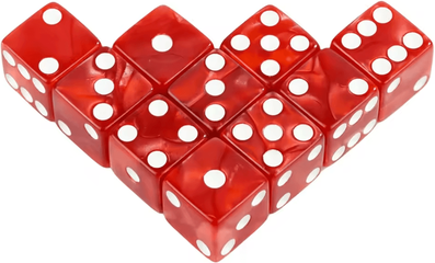 Inspire Curations 16mm Marble Acrylic D6 Dice Set For RPG, Board Games & Math Learning red