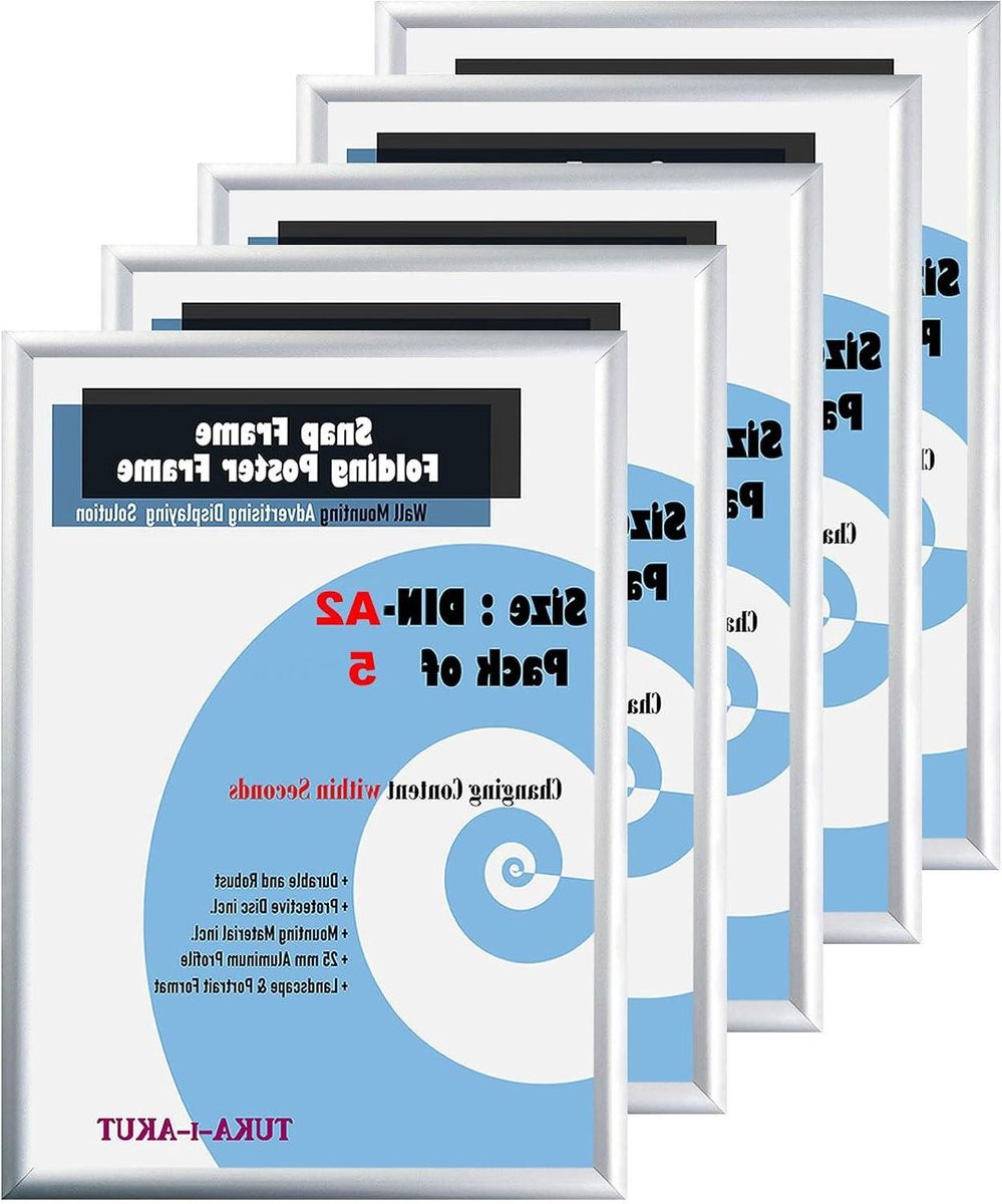 Set van 5 zilveren posterlijsten voor A2 wandframes