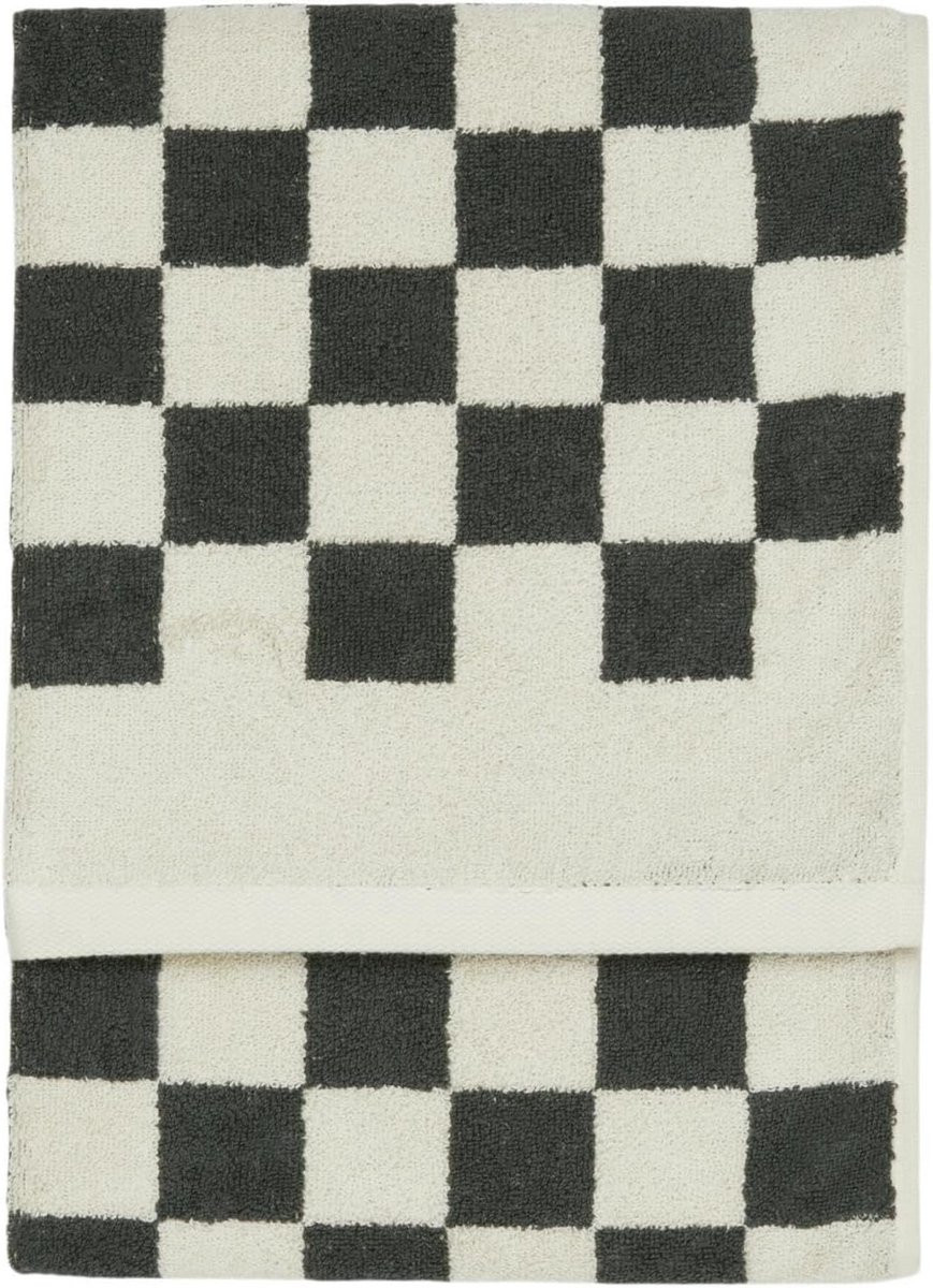 Handdoek Checker Anthracite 50x100 cm - 100% biologische katoenen badstof