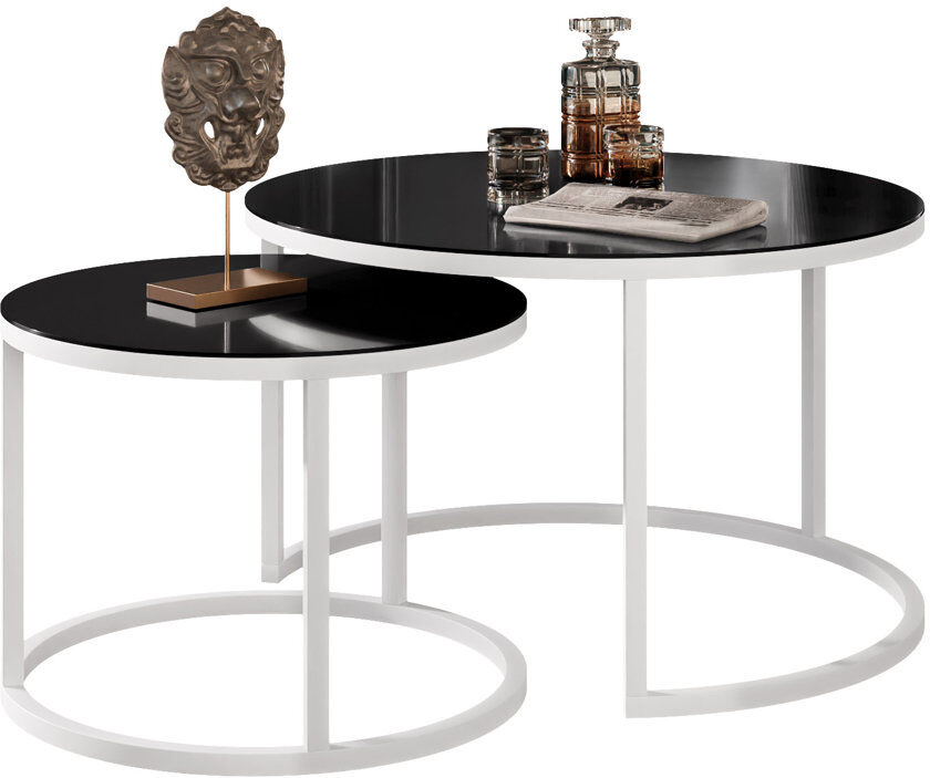 Latitude Run Perryton Frame 2 Piece Coffee Table White/Black